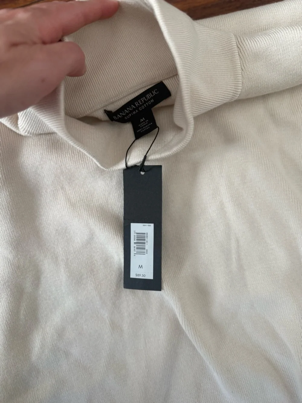 NWT Banana Republic Men's Supima Organic Cotton Ivory Cream Mock Neck Sweater M